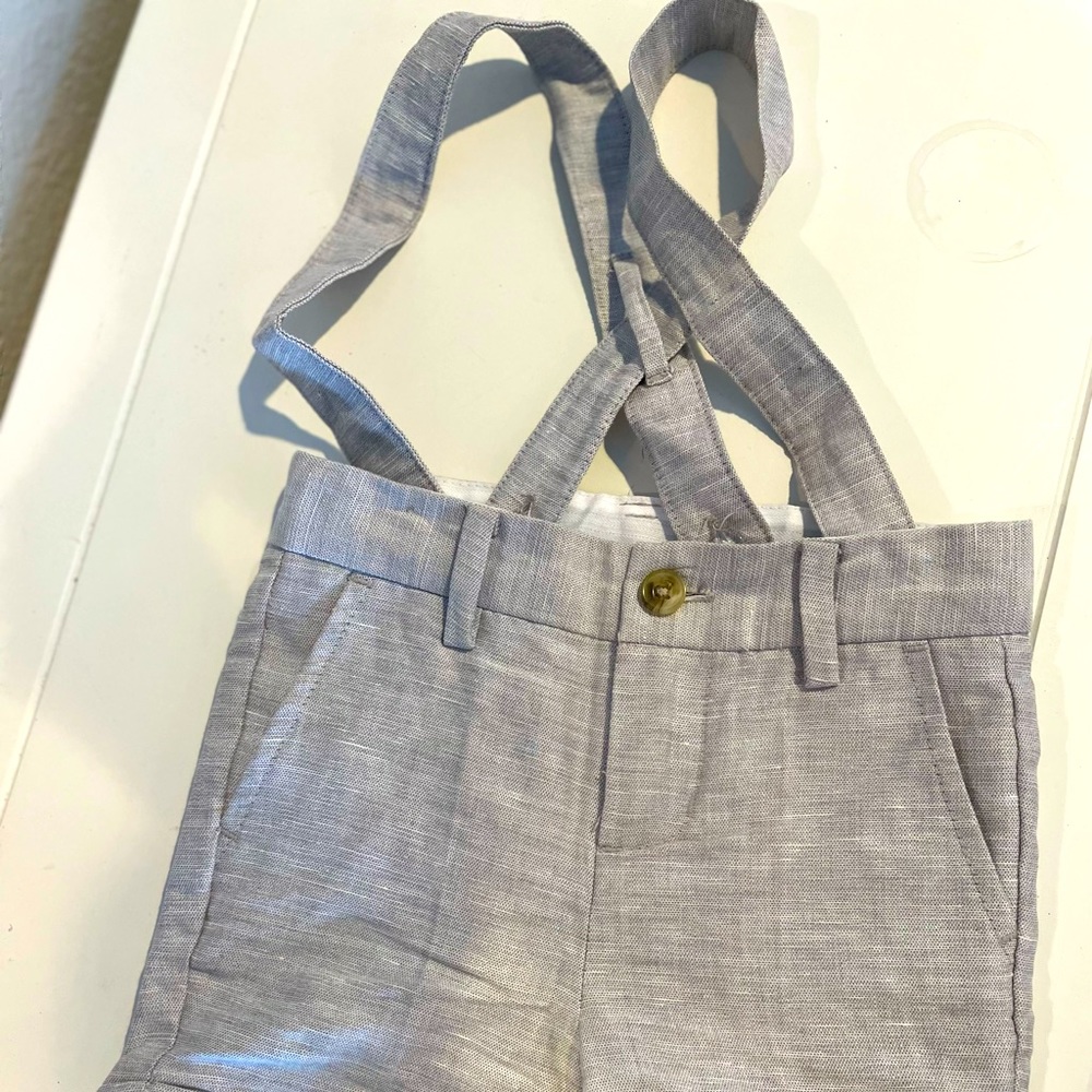 Janie and Jack boy suspender shorts, gray
